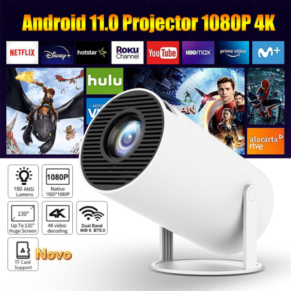 Projetor 4K HD 150'' Wi-Fi HY300 Pro