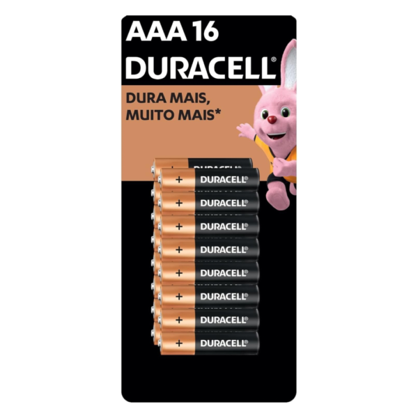 DURACELL - Pilha Alcalina AAA, Palito com 16 unidades