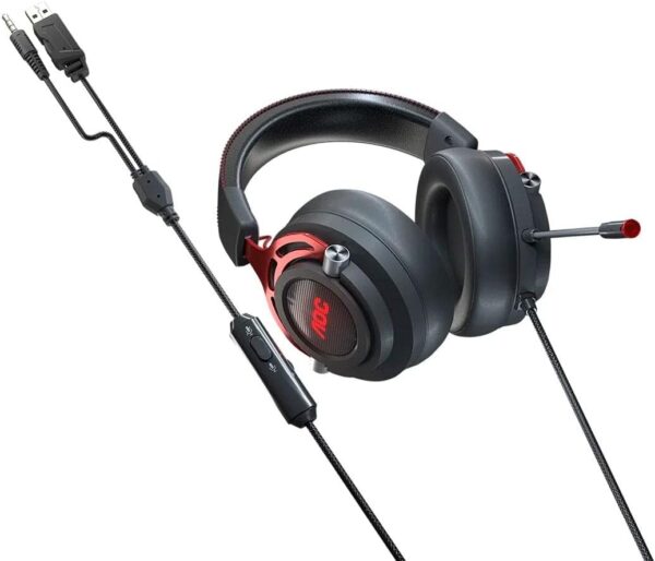 Headset Gamer, Headphone, fone de ouvido com microfone AOC GH210 Driver 50 mm, Multiplataforma, LED - Imagem 2