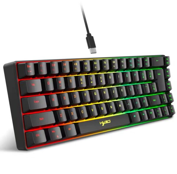 Mini Teclado RGB com fio para Jogos, Membrana com Sensação Mecânica